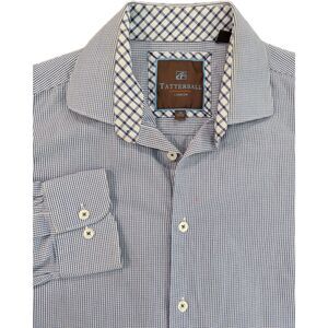 Tattersall Of London Blue And White Button Down Shirt Size 16 34/35